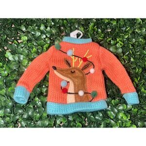 NWT 2023 Target Wondershop Fabric Reindeer Ugly Christmas Sweater Ornament